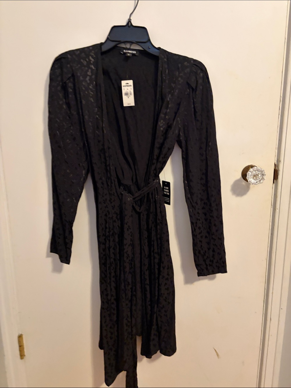Express Black Wrap Dress with Subtle Jacquard